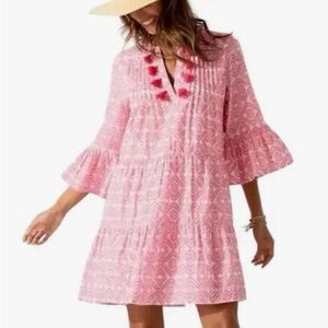 Tommy Bahama Coral and White Tiered Dress